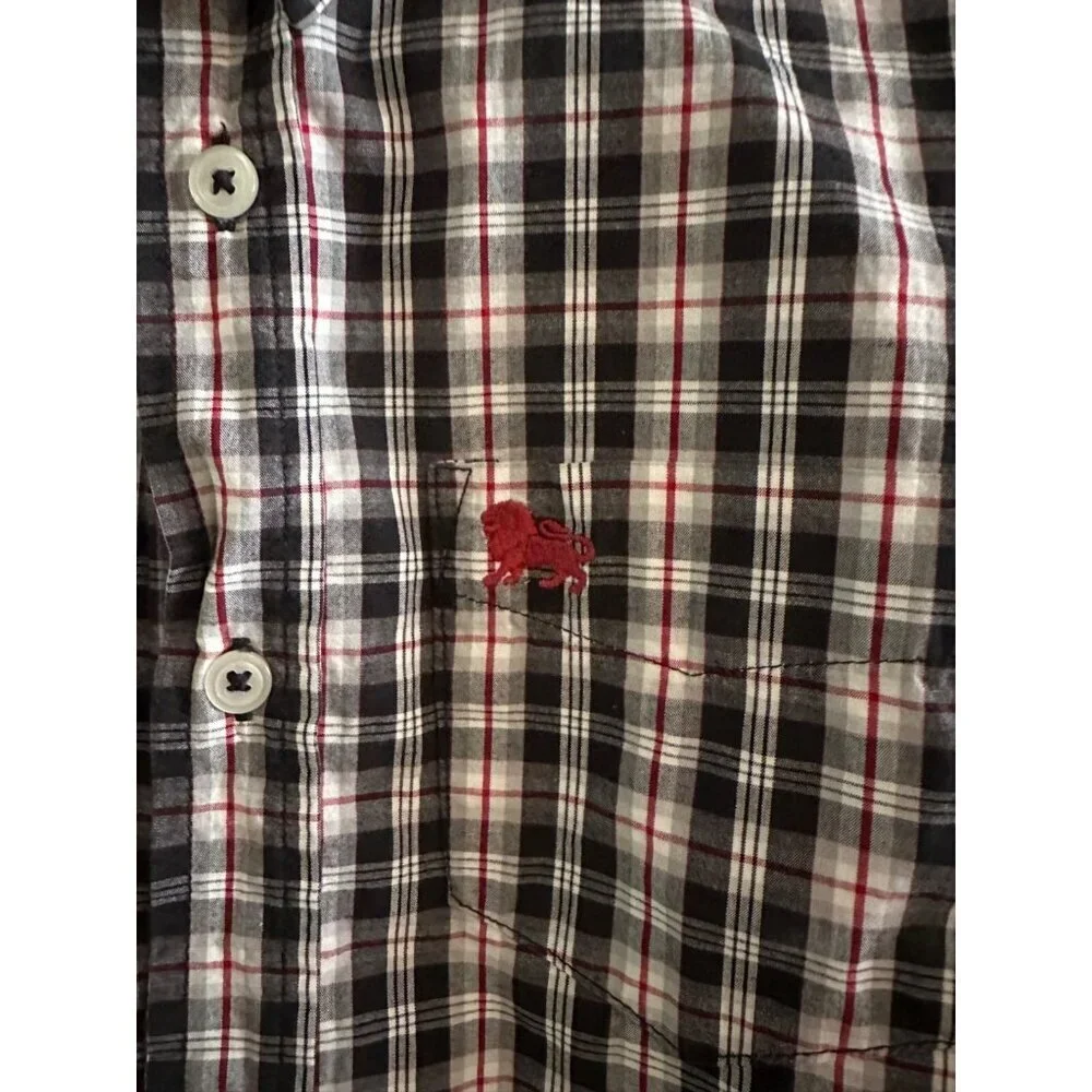 Old Navy Black Gray and Red Plaid Collared Button Down Shirt Youth M